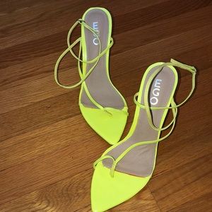 Ego Shoes Melanie Toe Strap Wedge Heels- Lime Green